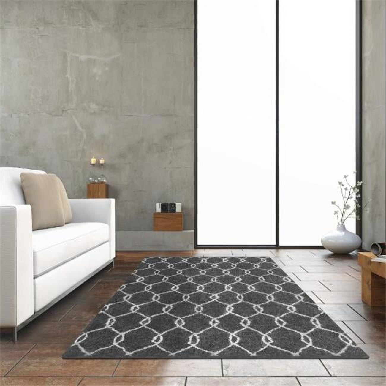 Picture of buyMATS 87-602-3201-80001000 8 x 10 in. Artistic Trellis Charcoal & Multi Color Rug