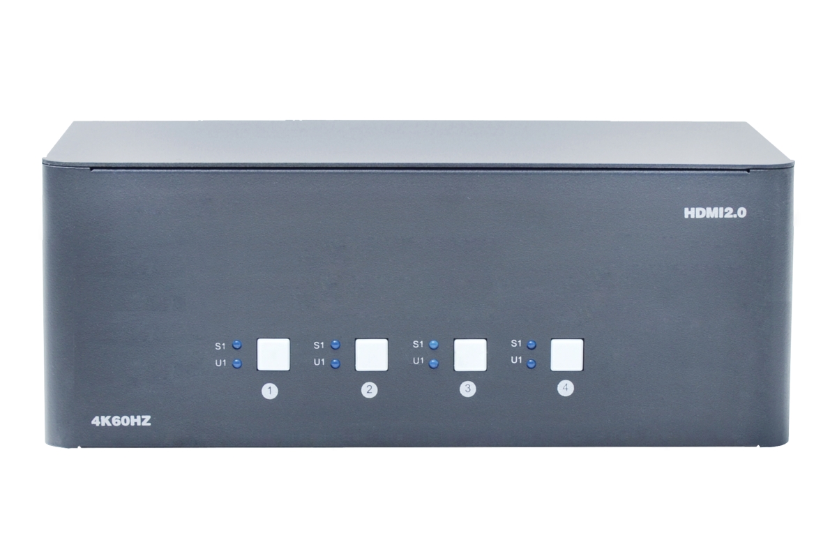 Bytecc KVM-HM4-4 4-Port 4K Quad Monitor HDMI 2.0 KVM Switch, Space Grey