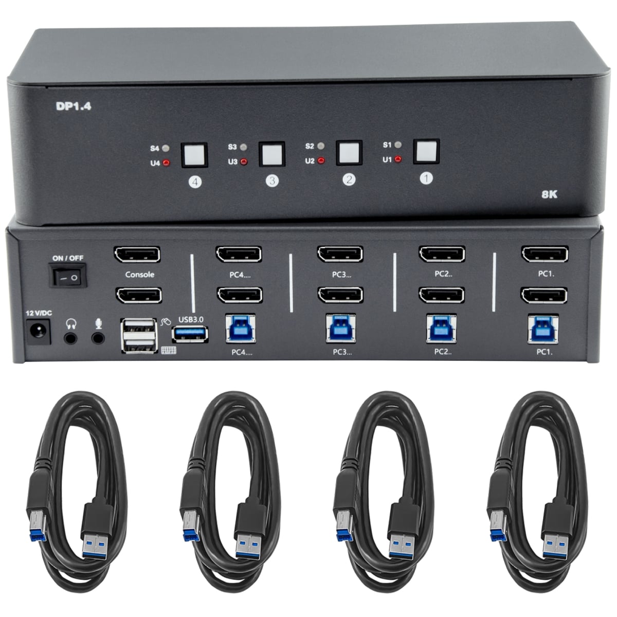 Bytecc KVM-DP4-2 4 In 2 Out 8K Displayport 1.4 Kvm Swith