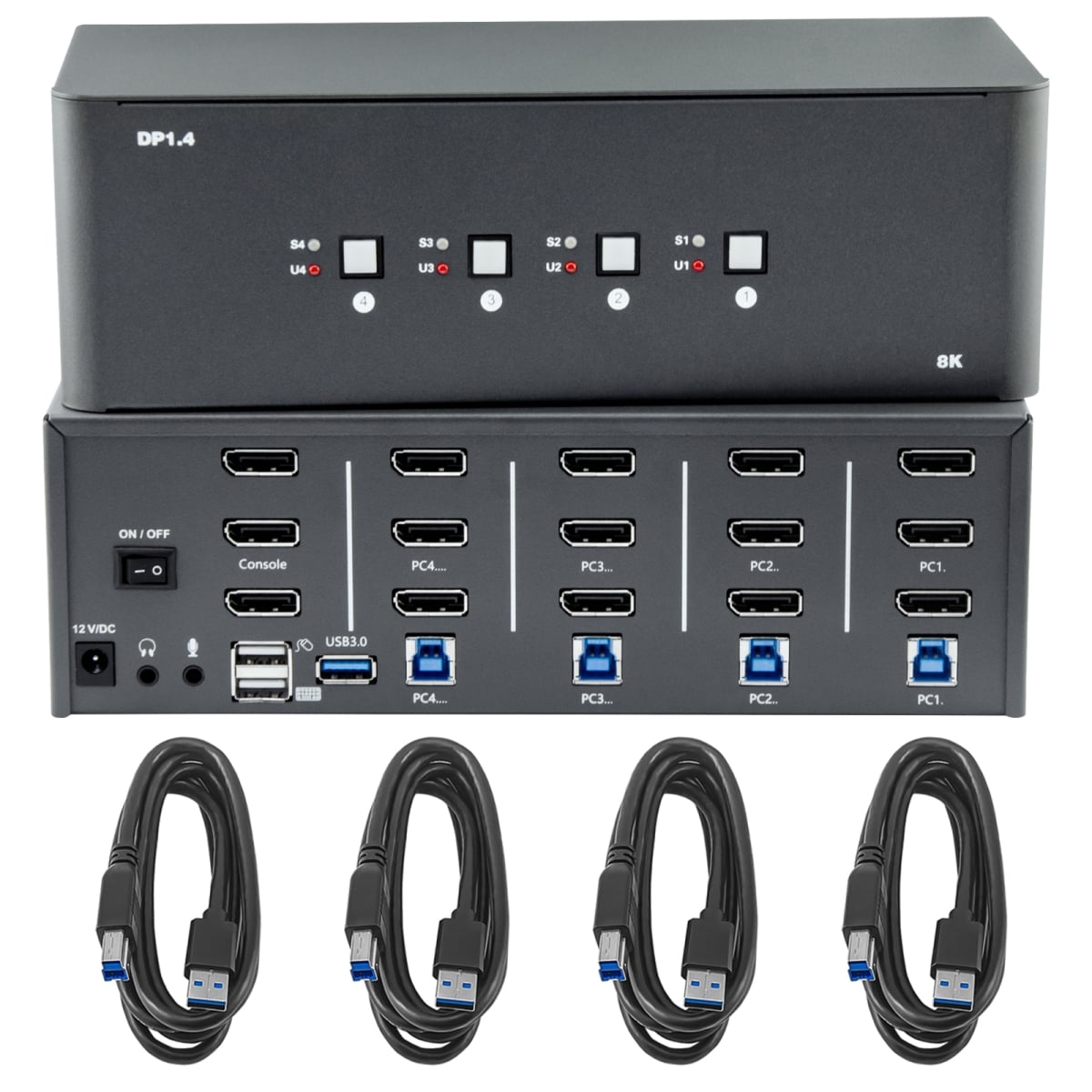 Bytecc KVM-DP4-3 4 In 3 Out 8K Displayport 1.4 Kvm Swith