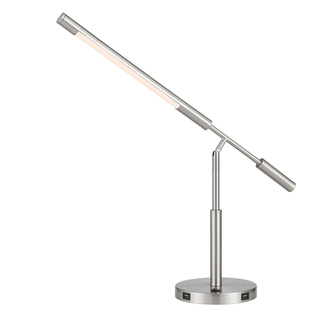 Picture of Cal Lighting BO-2967DK 780 Lumen & 3000K Auray Integrated LED Desk Lamp with 2 USB Charing Ports & On-Off Rocker Switch at Base&#44; Brushed Steel