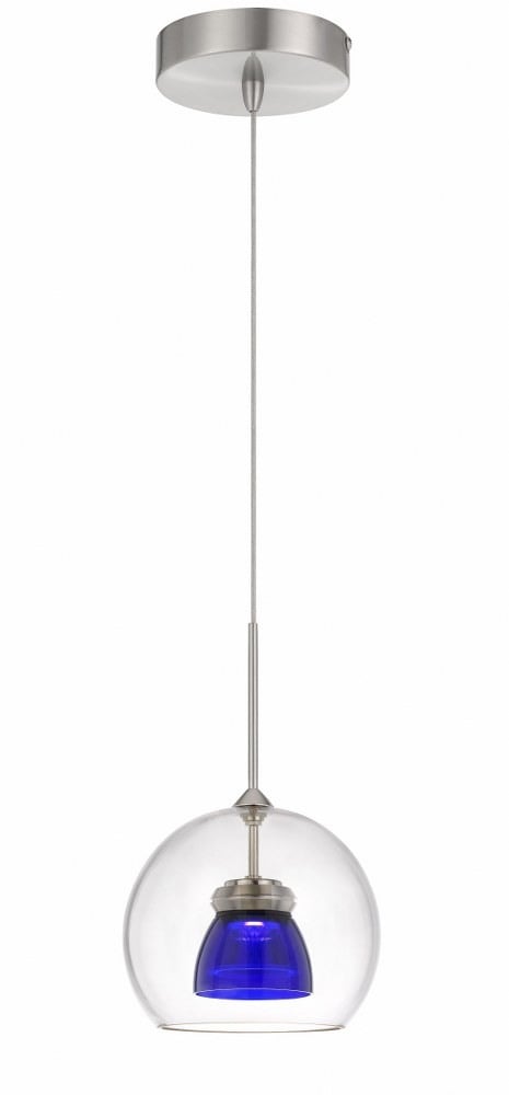 UP-335-CL-BLUCL Integrated Dimmable LED Double Glass Mini Pendant Light, Clear Blue - 6W, 450 Lumen & 3000K -  Cal Lighting