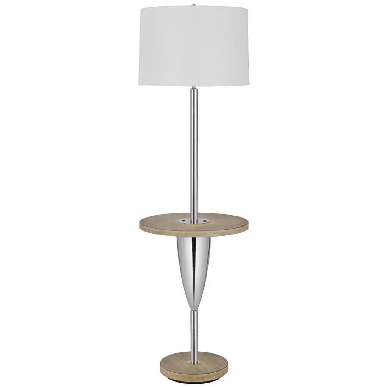 Picture of Cal Lighting BO-3054TFL 150W 3 Way Lockport Metal Floor Lamp with Rubber Tray Table & Base & 1 USB & 1 TYPE C USB Charging Port&#44; Wood
