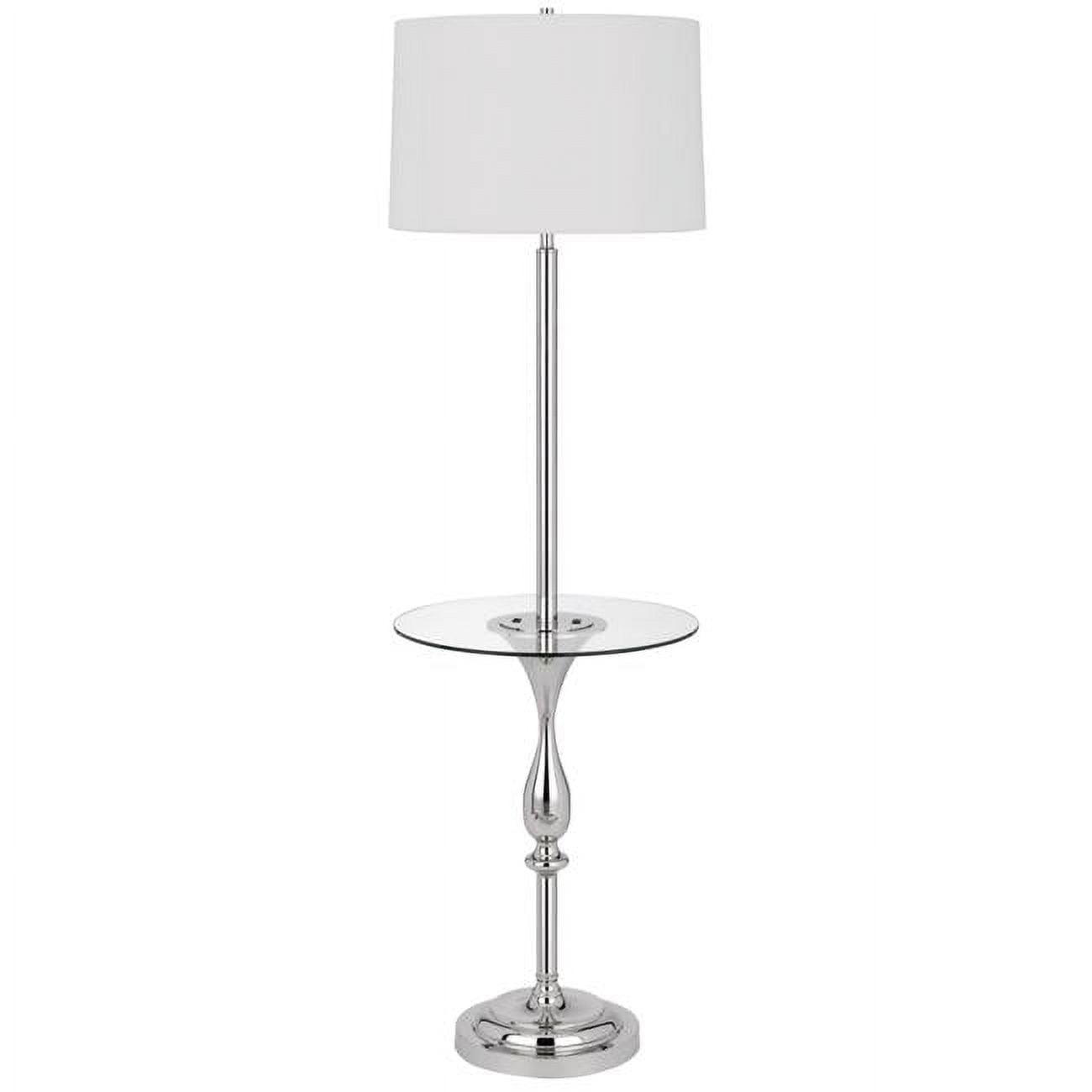 Picture of Cal Lighting BO-3056FL-CH 150W 3 Way Sturgis Metal Floor Lamp with Glass Tray Table & 1 USB & 1 C Type USB Charging Ports & Rubber Wood Base&#44; High Gloss Chrome