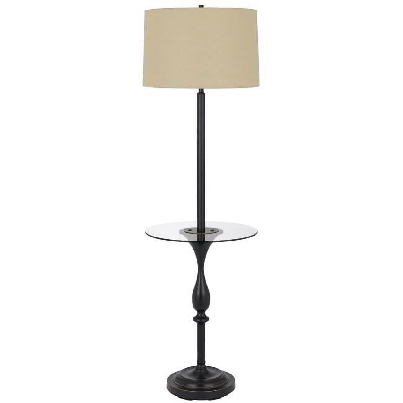 Picture of Cal Lighting BO-3056FL-DB 150W 3 Way Sturgis Metal Floor Lamp with Glass Tray Table & 1 USB & 1 C Type USB Charging Ports & Rubber Wood Base&#44; Painted Dark Bronze