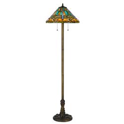 Picture of Cal Lighting BO-3108FL 60W x 2 Metal & Resin Tiffany Floor Lamp&#44; Antique Brass