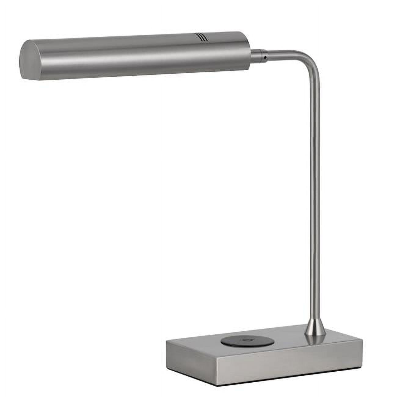 12W Delray Intergrated LED Metal Desk Lamp with Wireless Charging Port, Brushed Steel -  RADIANT, RA2820935