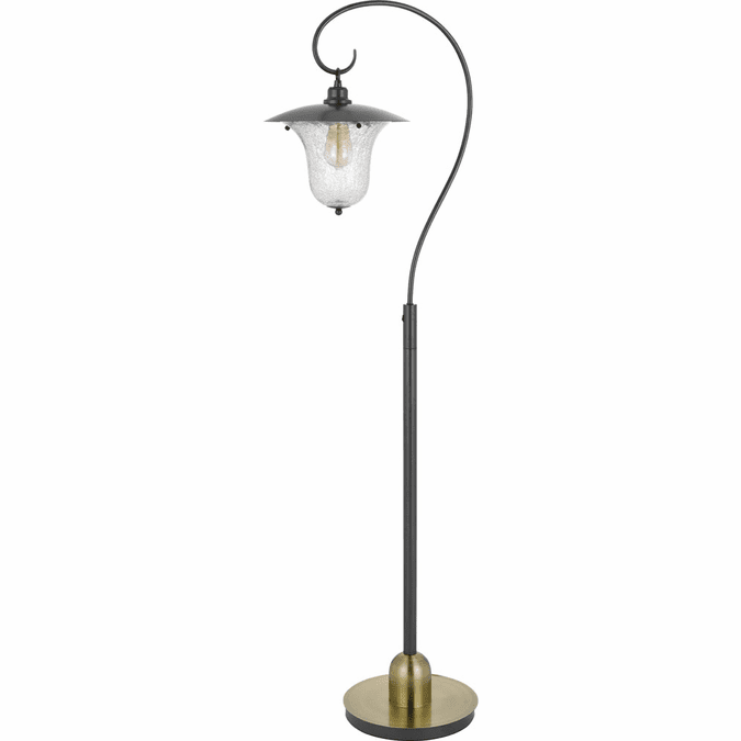 Picture of Cal Lighting BO-3161FL 60 watt Walcott Downbridge Lantern Metal Floor Lamp with Bubbled Glass Shade&#44; Dark Bronze & Antique Brass