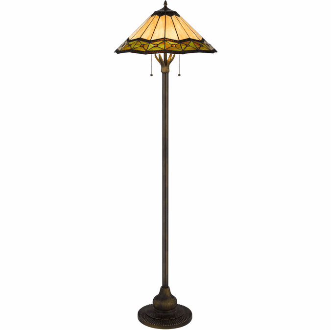 Picture of Cal Lighting BO-3164FL 60 watt x 2 Armscroft Tiffany Floor Lamp&#44; Bronze