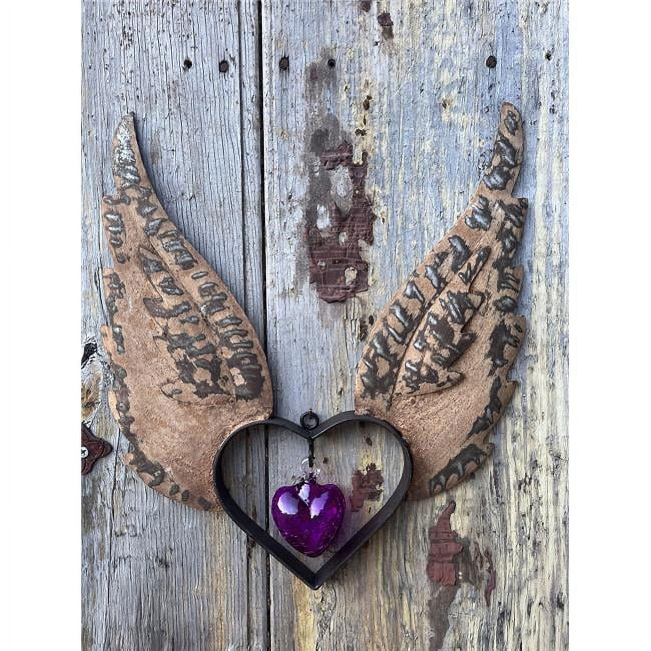 1 lbs Medium Up Wings Heart with Extra Small Glass Crackled Magenta Heart