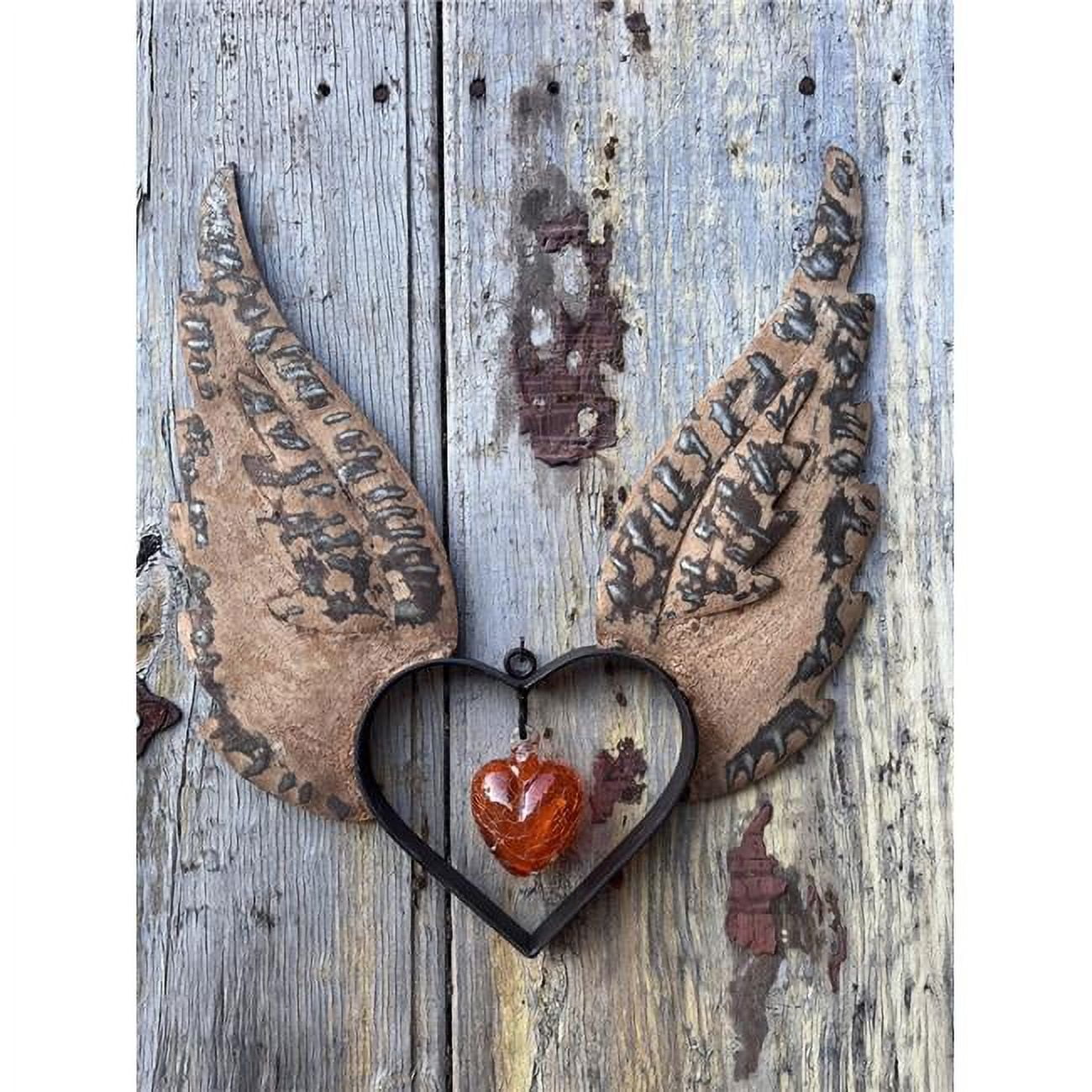 1 lbs Medium Up Wings Heart with Extra Small Glass Crackled Orange Heart