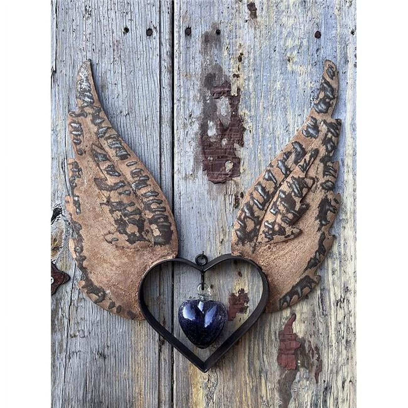 1 lbs Medium Up Wings Heart with Extra Small Glass Crackled Purple Heart
