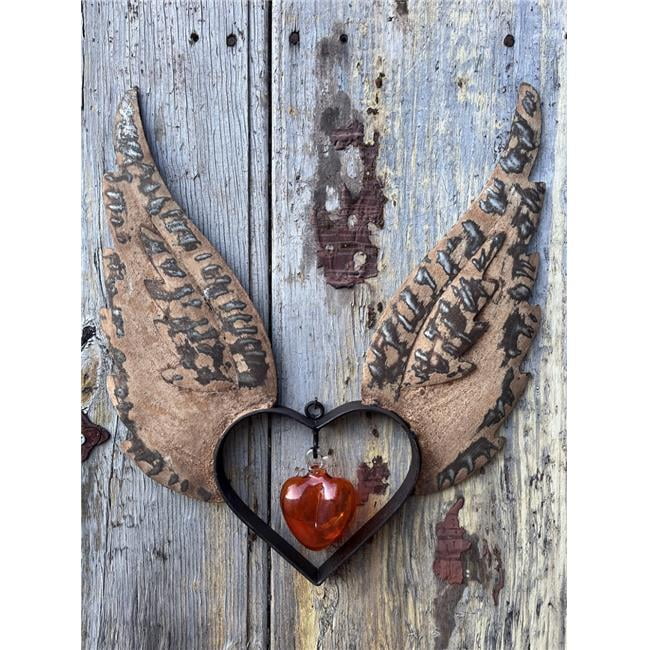 1 lbs Medium Up Wings Heart with Extra Small Orange Glass Heart