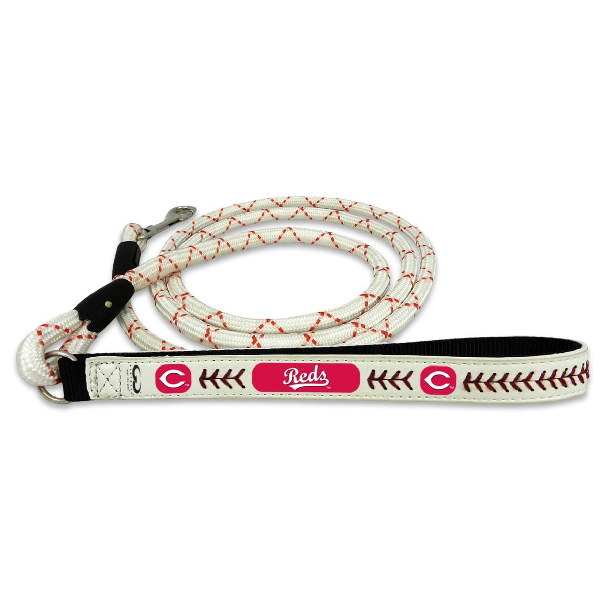 Cincinnati Reds Pet Leash Leather Chain Baseball Size Medium