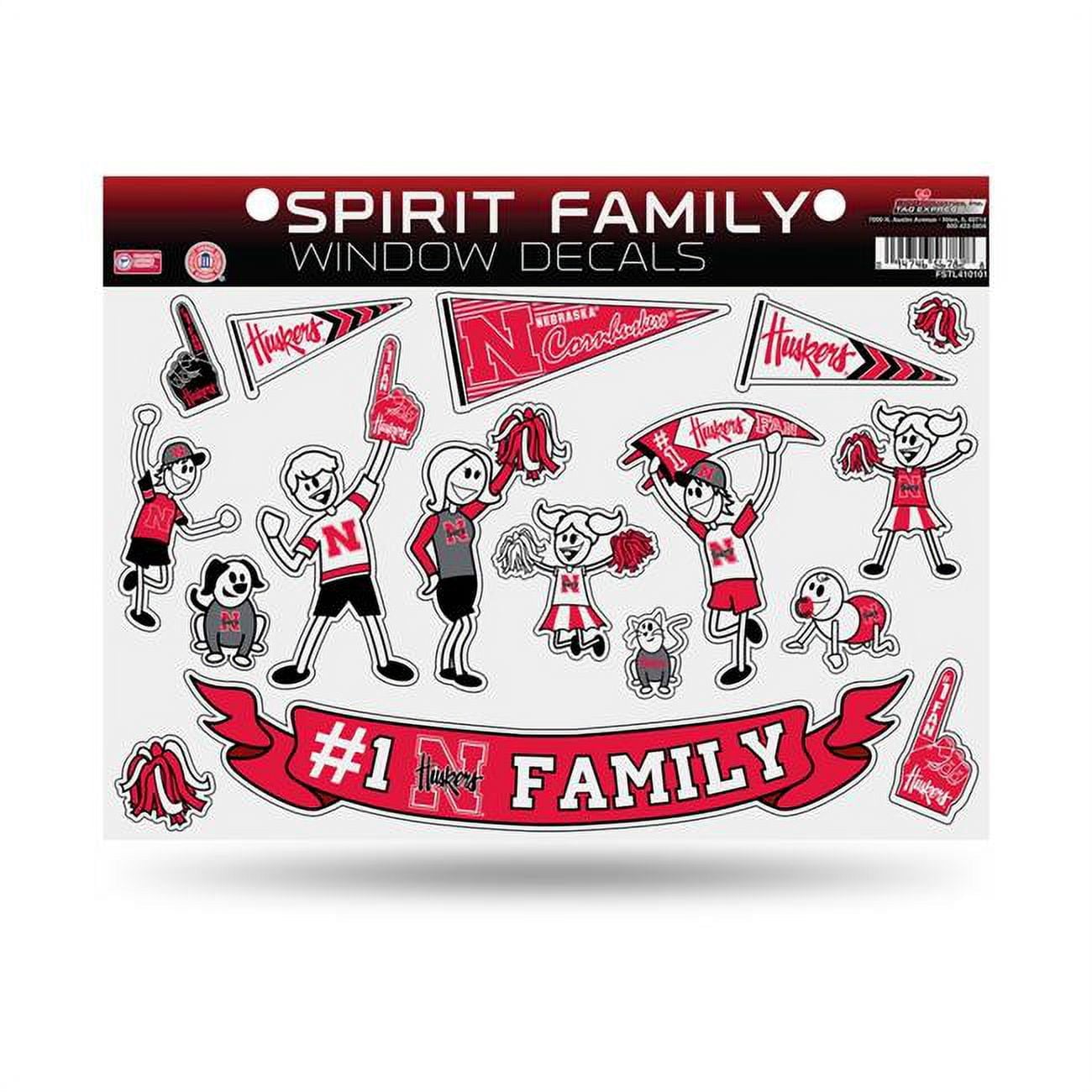 Nebraska Cornhuskers Family Sticker Sheet - Script Logo