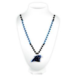 Picture of Carolina Panthers Beads with Medallion Mardi Gras Style