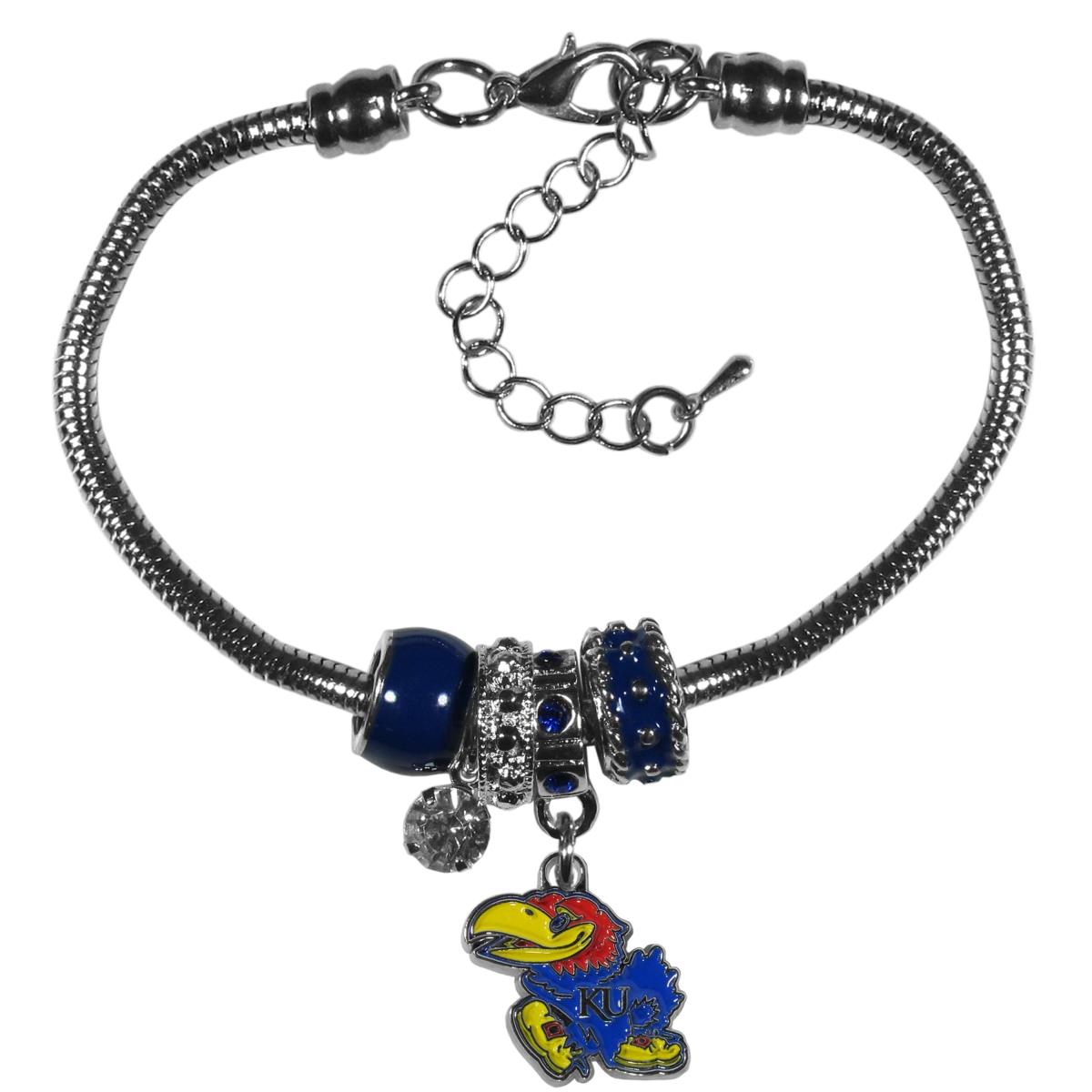 Kansas Jayhawks Bracelet - Euro Bead