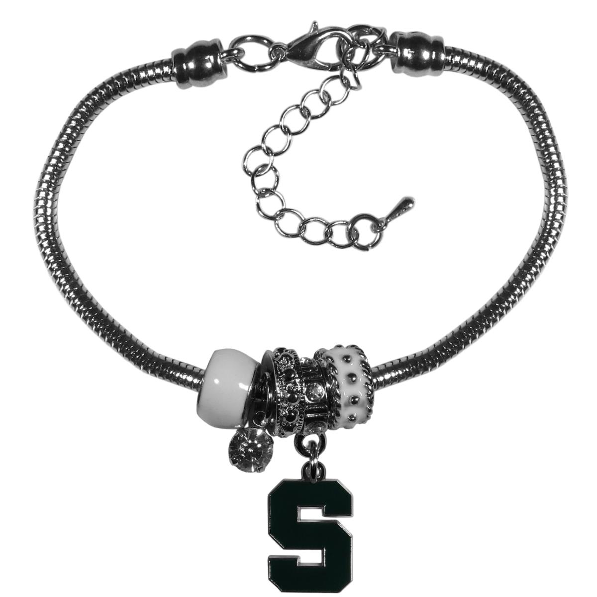 Michigan State Spartans Bracelet - Euro Bead
