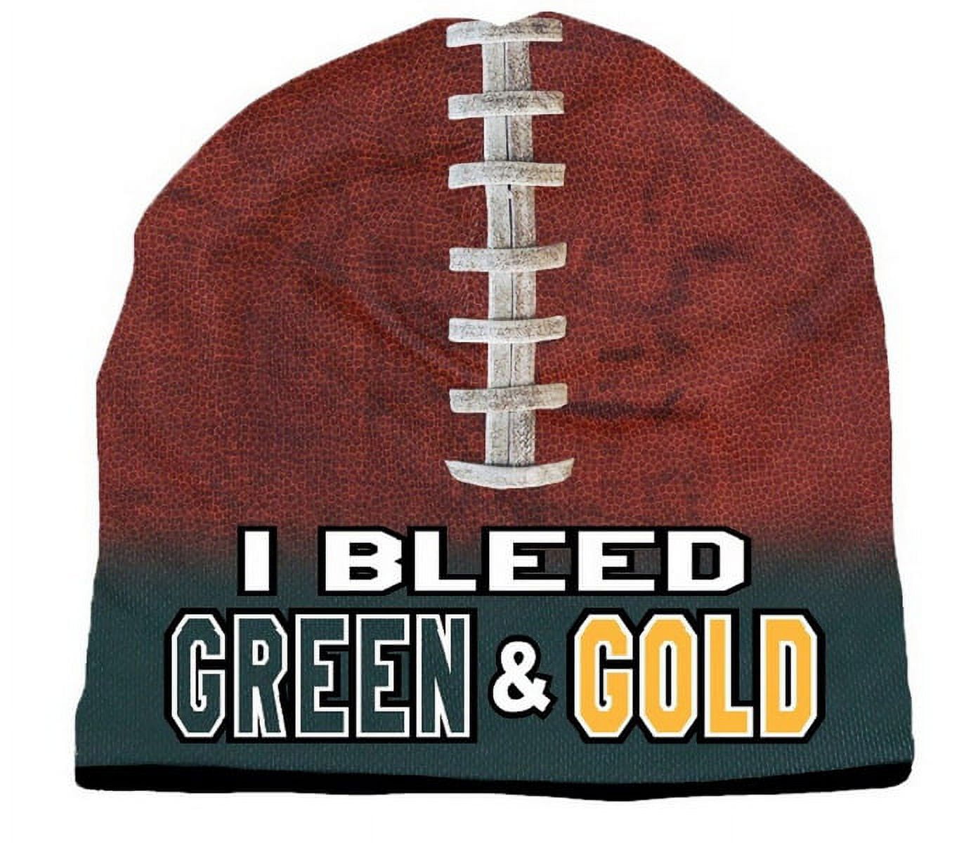 Picture of Beanie I Bleed Style Sublimated Football Forest Green and Gold Design
