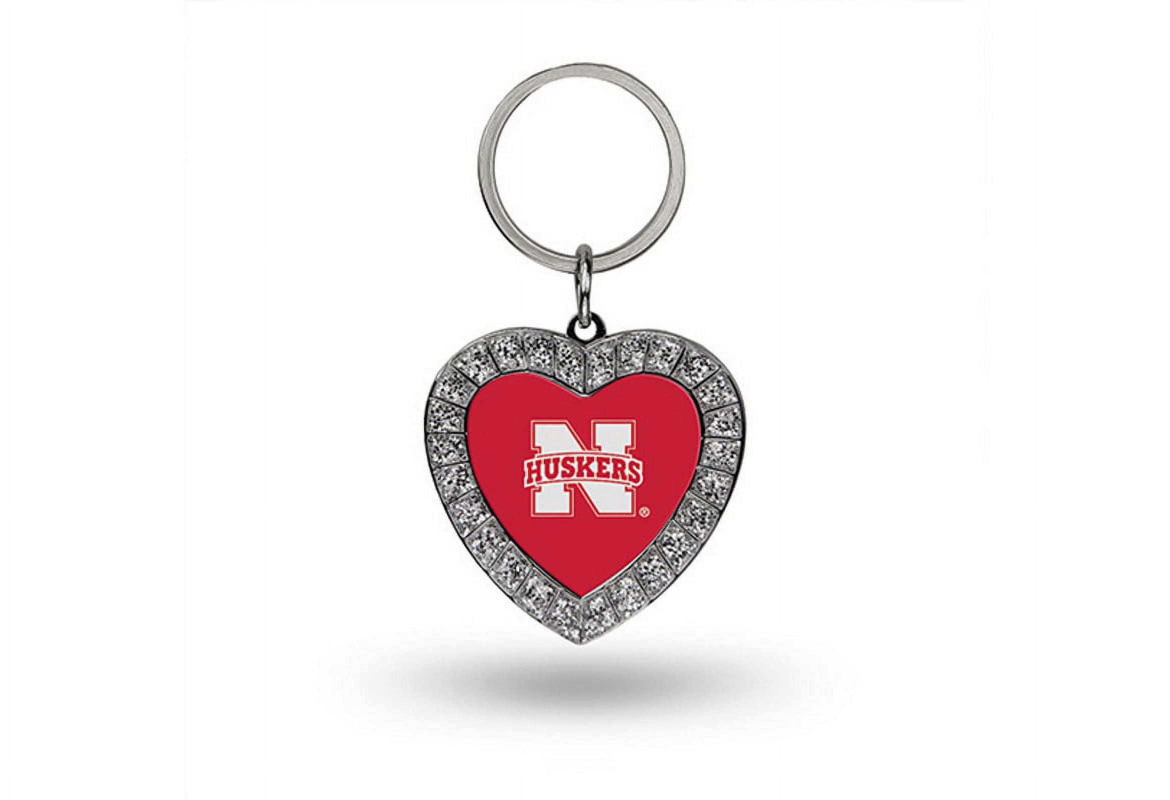Nebraska Cornhuskers Keychain - Rhinestone Heart