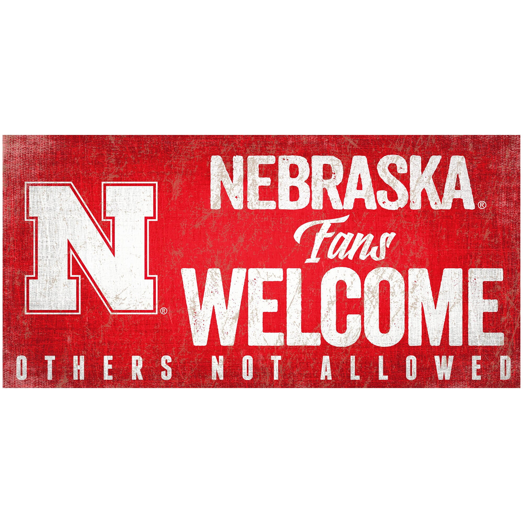 Nebraska Cornhuskers Wood Sign Fans Welcome 12x6