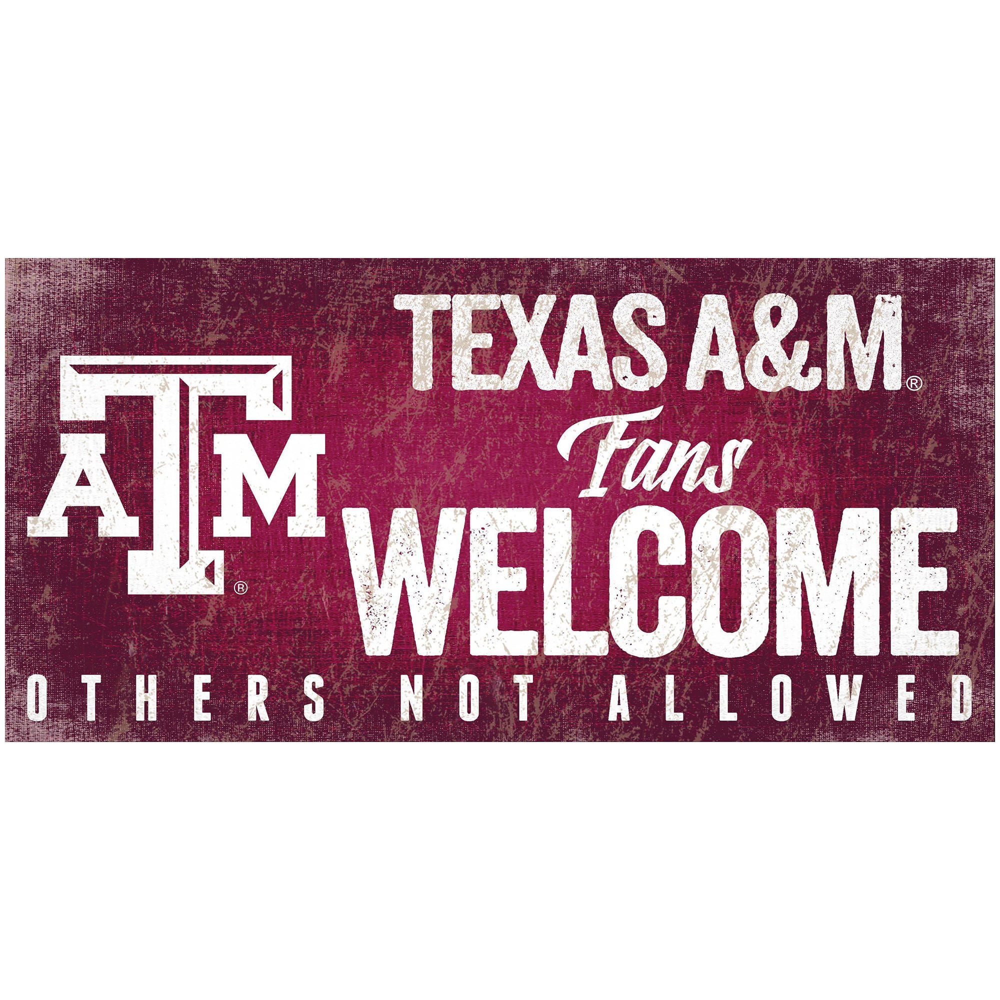 Picture of Texas A&amp;M Aggies Wood Sign Fans Welcome 12x6