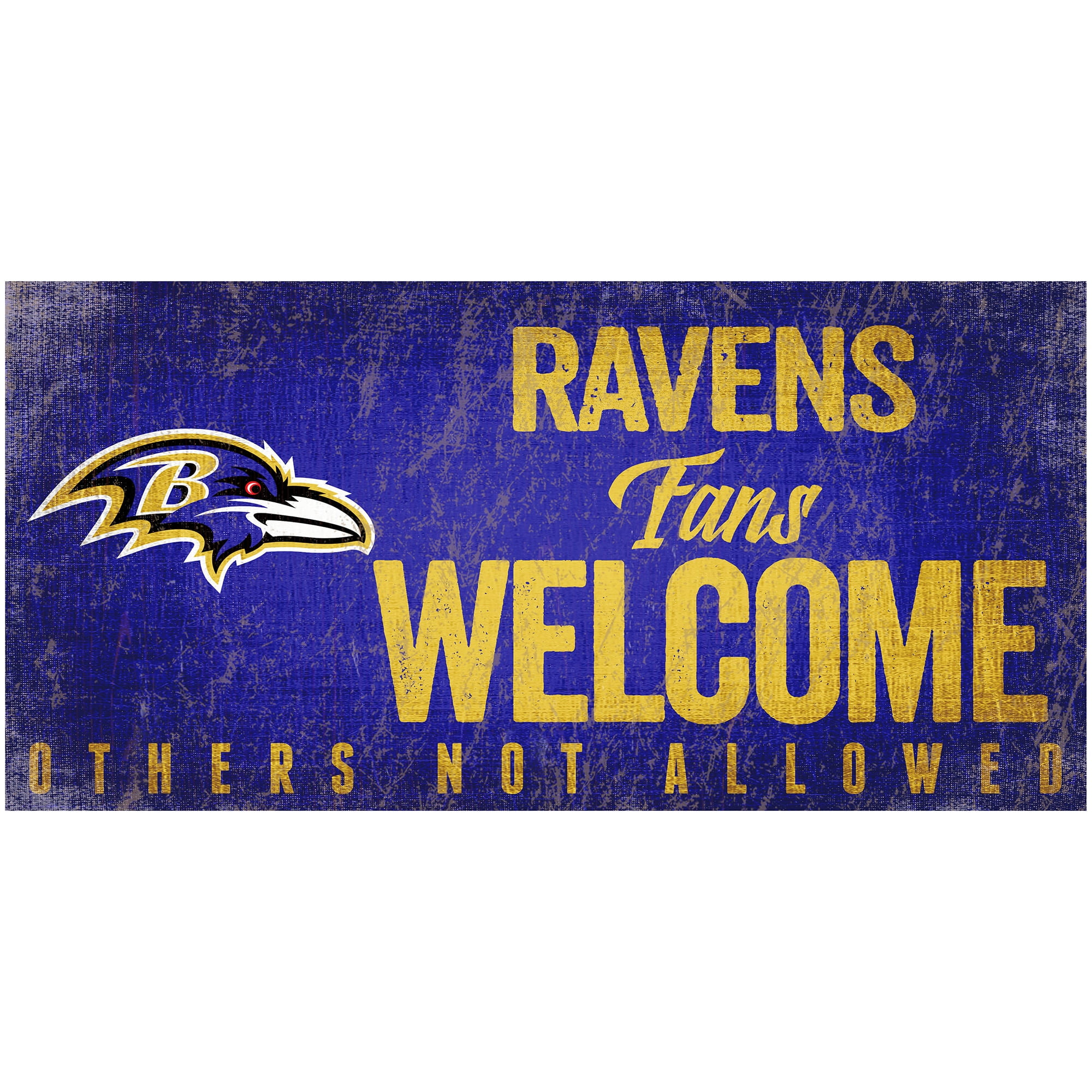 Baltimore Ravens Wood Sign Fans Welcome 12x6