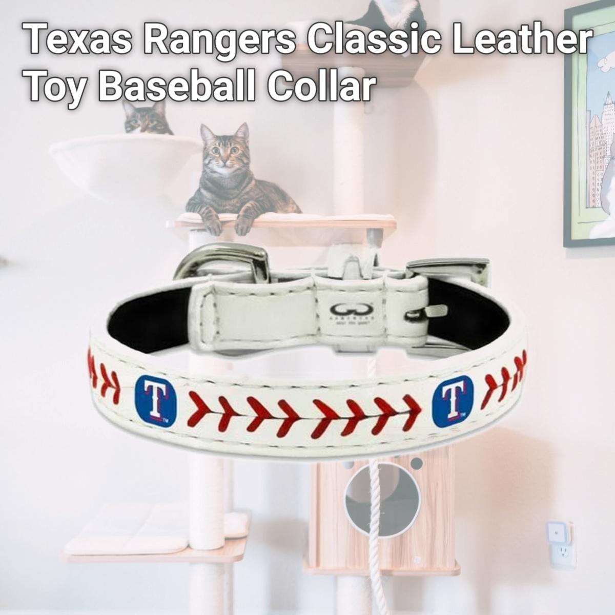 Picture of Texas Rangers Classic Leather Toy Baseball Collar