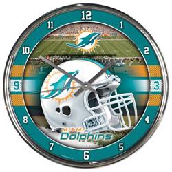 Picture of Miami Dolphins Round Chrome Wall Clock