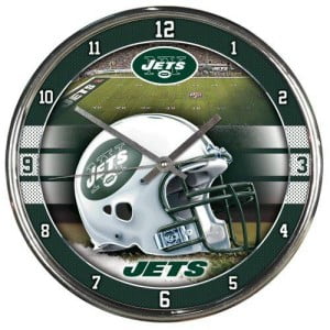 New York Jets Round Chrome Wall Clock