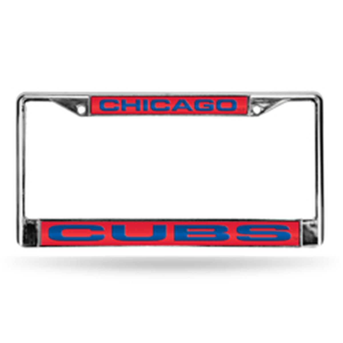 Picture of Chicago Cubs License Plate Frame Laser Cut Chrome Red