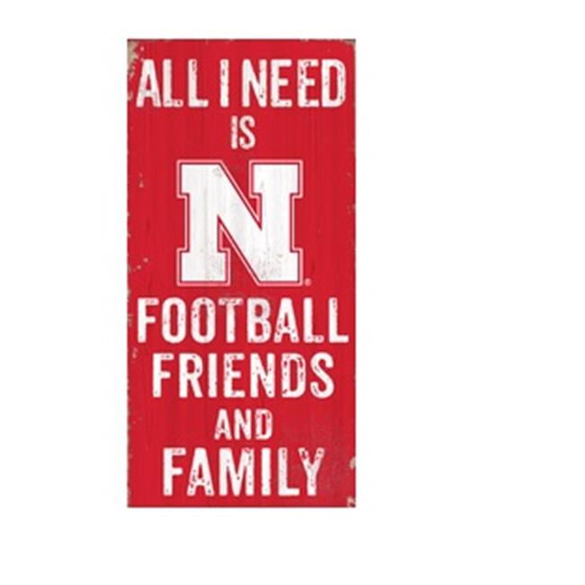 Picture of Nebraska Cornhuskers Sign Wood 6x12 Football Friends and Family Design Color