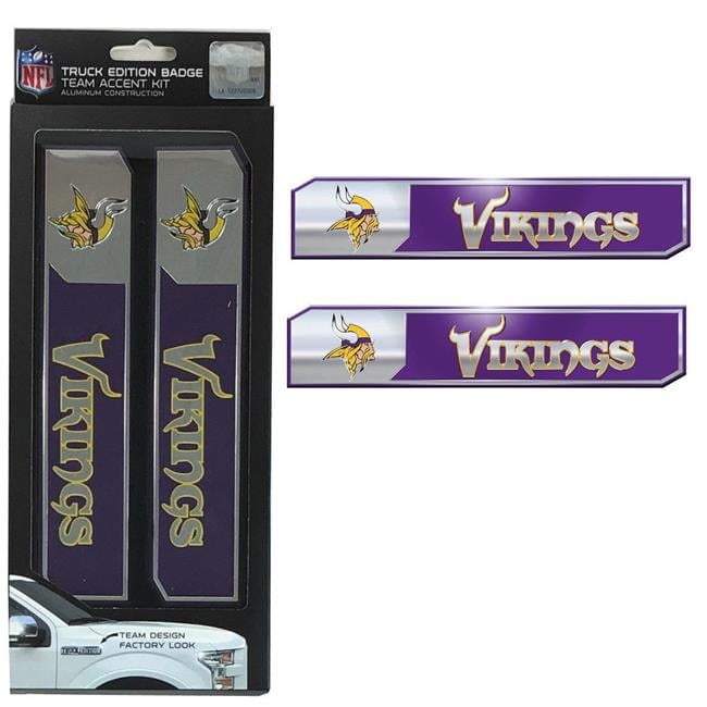 Logo Brands  Minnesota Vikings 2-Pack Embossed Truck Emblem Set