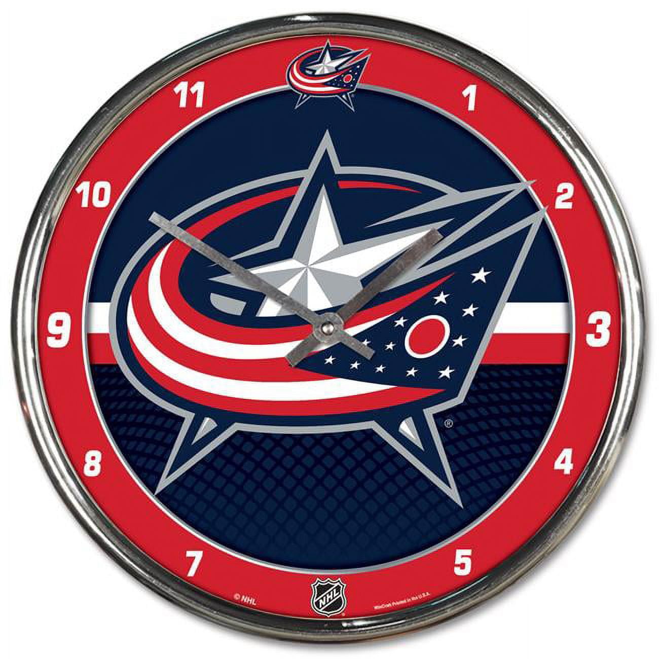 Picture of Columbus Blue Jackets Clock Round Wall Style Chrome