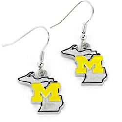 Michigan Wolverines Earrings State Design