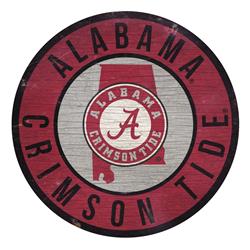 Picture of Alabama Crimson Tide Sign Wood 12 Inch Round State Design