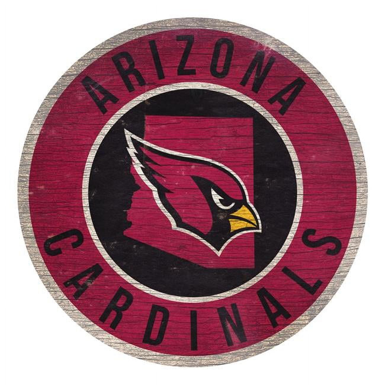 Picture of Arizona Cardinals Sign Wood 12 Inch Round State Design