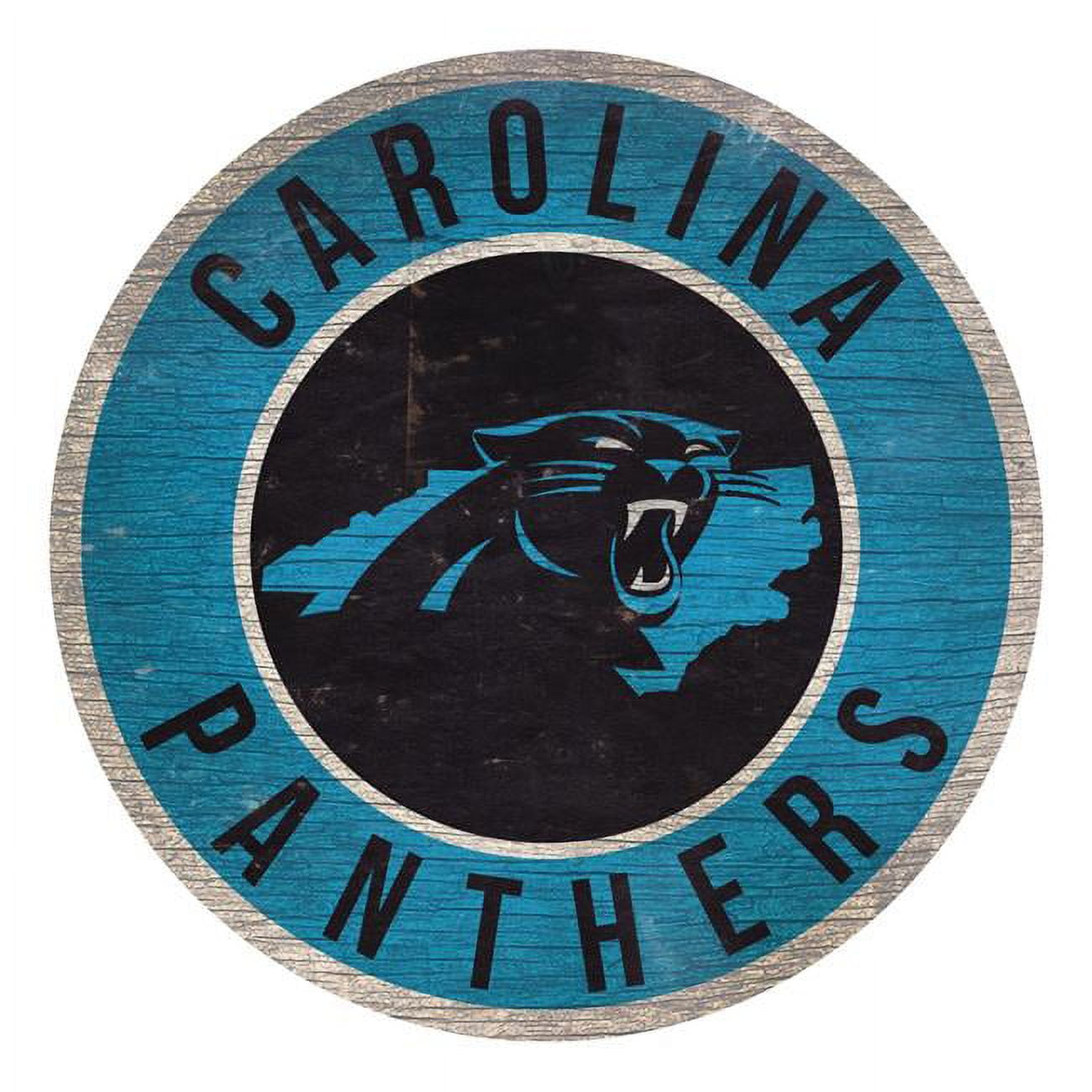 Carolina Panthers Sign Wood 12 Inch Round State Design
