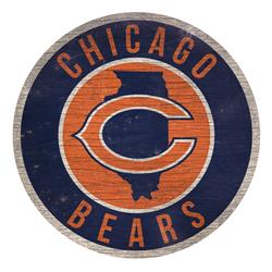 Chicago Bears Sign Wood 12 Inch Round State Design