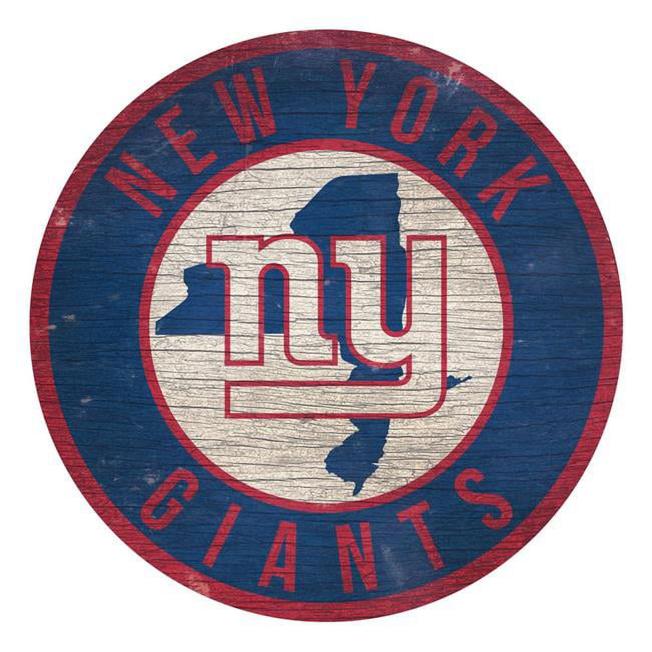 New York Giants Sign Wood 12 Inch Round State Design