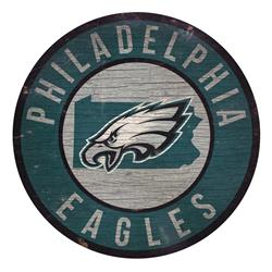 Philadelphia Eagles Sign Wood 12 Inch Round State Design