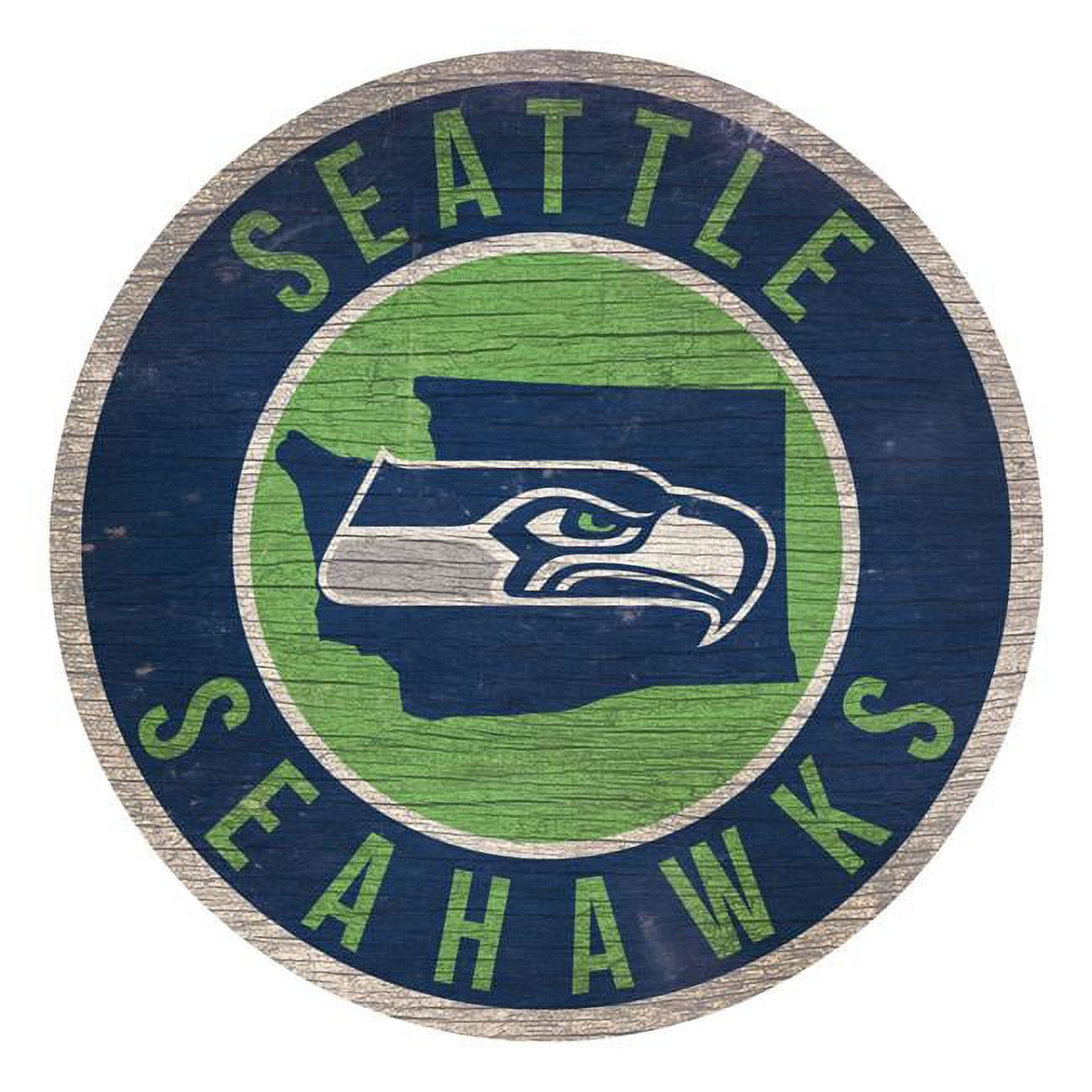 Seattle Seahawks Sign Wood 12 Inch Round State Design
