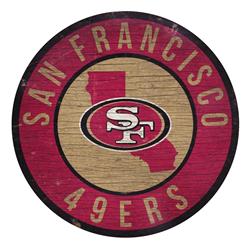 San Francisco 49ers Sign Wood 12 Inch Round State Design