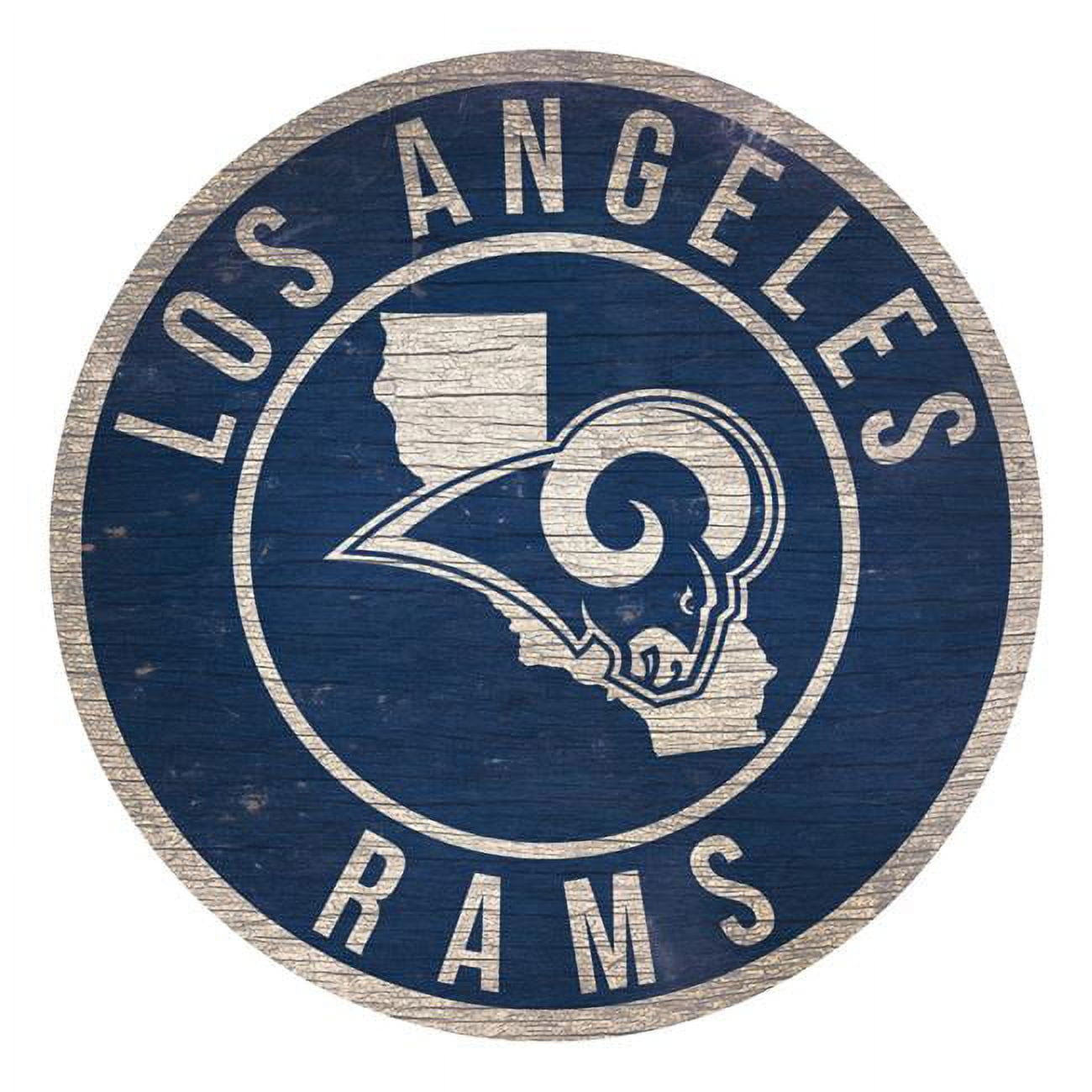 Los Angeles Rams Sign Wood 12 Inch Round State Design