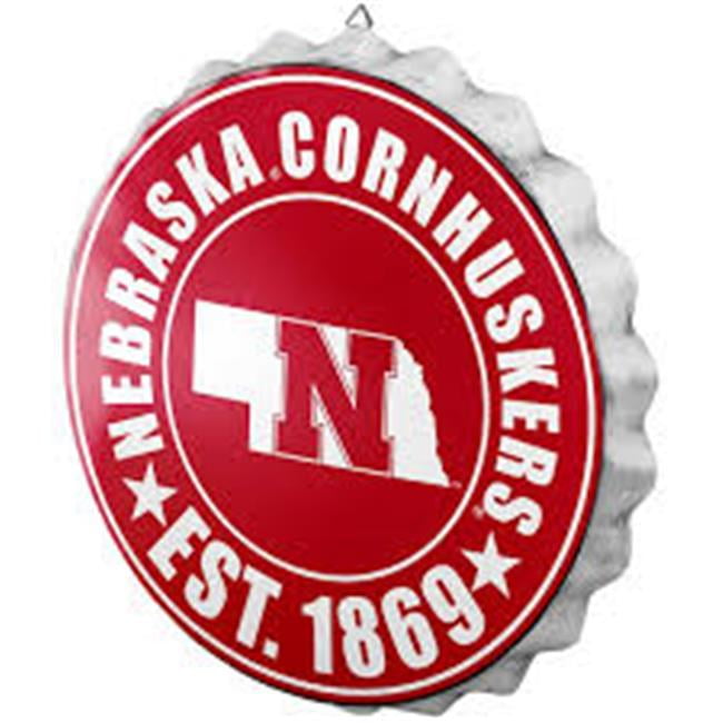 Nebraska Cornhuskers Sign Bottle Cap Style Distressed