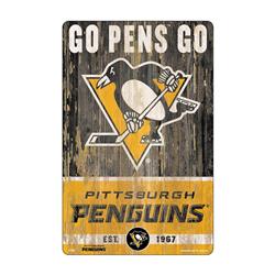 Pittsburgh Penguins Sign 11x17 Wood Slogan Design