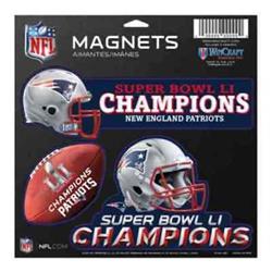 New England Patriots Magnets 11x11 Die Cut Vinyl Set of 3 Super Bowl 51 Champions Design