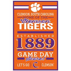 Clemson Tigers Sign 11x17 Wood Wordage Design