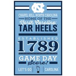 North Carolina Tar Heels Sign 11x17 Wood Established Design