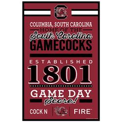 South Carolina Gamecocks Sign 11x17 Wood Established Design